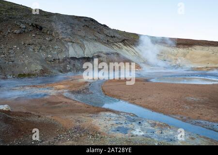 Seltún, Krýsuvík, Austurengjar, Krysuvík, Austurengjar, Seltun, Hochtemperaturgebiet, Geothermalgebiet, Thermalquellen, Thermalquelle, heiße Quellen, Stockfoto