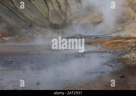 Seltún, Krýsuvík, Austurengjar, Krysuvík, Austurengjar, Seltun, Hochtemperaturgebiet, Geothermalgebiet, Thermalquellen, Thermalquelle, heiße Quellen, Stockfoto