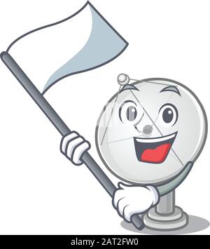 Lustiger Zeichentrick-Stil mit Satellitenschüssel und stehender Flagge Stock Vektor