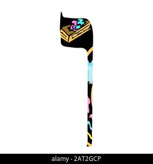 Handzeichnen des hebräischen Alphabets. Schrift Hebräisch Purim, Passah, Shavuot. Hebräische Buchstaben. Vektordarstellung auf isoliertem Hintergrund. Stock Vektor