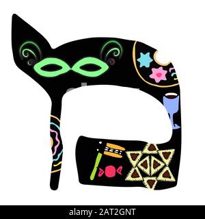 Handzeichnen des hebräischen Alphabets. Schrift Hebräisch Purim, Passah, Shavuot. Hebräische Buchstaben. Vektordarstellung auf isoliertem Hintergrund. Stock Vektor