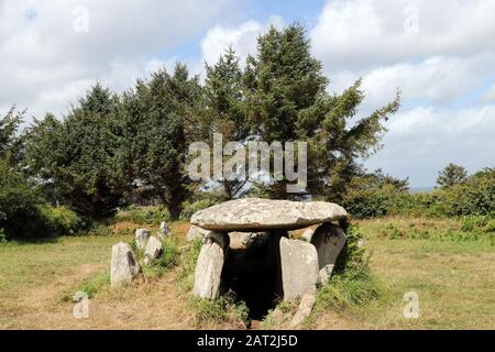 Dolmen - Galeriegrabes von Ile Grande - Grand Island - in Pleumeur-Bodou, Bretagne, Frankreich Stockfoto