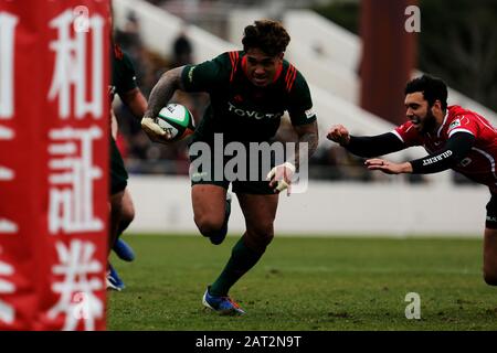 Aschi, Japan. Januar 2020. Männer Sau () Rugby: Japan Rugby Top League 2020 Spiel zwischen Toyota Verblitz 61-31 Hino Red Dolphins im Paloma Mizuho Rugby Stadium in Aschi, Japan. Credit: SportsPressJP/AFLO/Alamy Live News Stockfoto