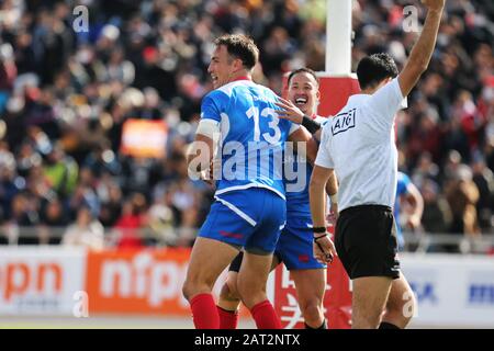 Aschi, Japan. Januar 2020. Richard Kahui () Rugby: Japan Rugby Top League 2020 Match zwischen Honda HEAT 23-32 Toshiba Brave Lupus im Paloma Mizuho Rugby Stadium in Aschi, Japan. Credit: SportsPressJP/AFLO/Alamy Live News Stockfoto