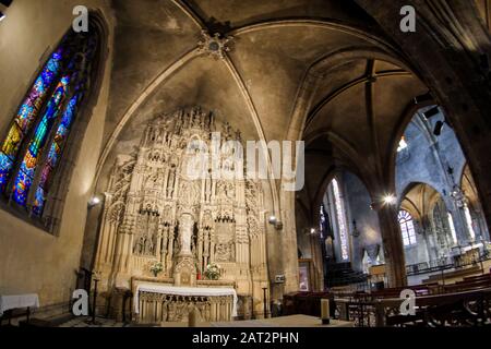 Das Innere der gotischen Basilika Saint-Bonaventure (XIVth Jahrhundert), Lyon, Rhone, AURA Region, Frankreich Stockfoto