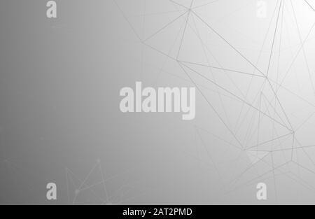 Abstrakte Technologie graue leuchtende Verbindungen im Raum mit Partikeln. Verbindungslinien und Punkte. Plexus abstrakt Stock Vektor