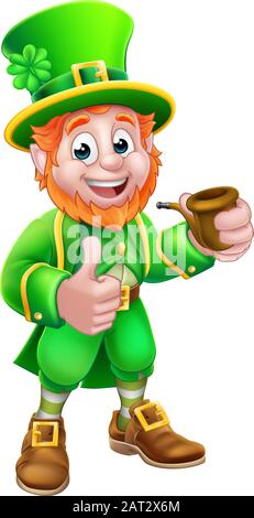 Leprechaun St Patricks Day Zeichentrickfigur Stock Vektor