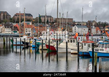 Hafen in Flensburg von der österr. Seite aus, Norddeutschland Stockfoto