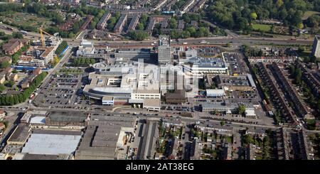 Luftbild des North Middlesex University Hospital im Gebiet von Tottenham im Norden Londons, Großbritannien Stockfoto