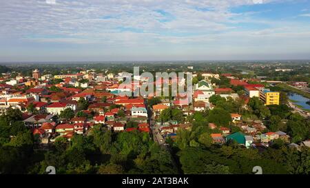 Alte Stadt Vigan in den Philippinen. Historische Kolonialstadt im spanischen Stil Vigan. Historische Gebäude in Vigan city, Weltkulturerbe der UNESCO steht. Travel Concept. Stockfoto