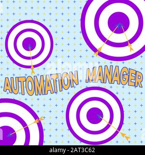 Textzeichen mit Automation Manager. Business Photo Showcases eliminieren sich wiederholende Aufgaben in Ihrem Kundenstamm Arrow und Round Target Inside AS Stockfoto