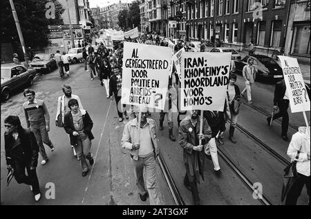 Schwule Befreiung In Amsterdam; Demonstration auf dem Weg Datum: 28. Juni 1980 Ort: Amsterdam, Noord-Holland Schlüsselwörter: Demonstrationen Stockfoto