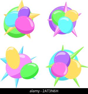 Farbenfrohe abstrakte, Handgezeichnete Balloon-Blase-Loco- oder Icon-Vector-Illustrationen, Um ein Design aufzuhellen Stock Vektor