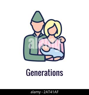 Generations - Ruhestand Icon Set mit Überlegungen für den Ruhestand Stock Vektor