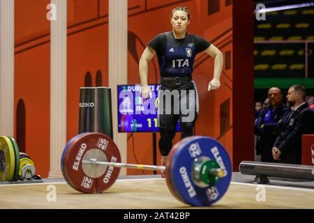 Alessia durante (ITA) 71 kg-Kategorie während der IWF-Gewichtheben-WM 2020, Gewichtheben in Rom, Italien, 30. Januar 2020 Stockfoto