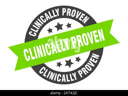 Klinisch bewährtes Zeichen. Klinisch nachgewiesener Rundbandaufkleber. Klinisch erwiesener Tag Stock Vektor