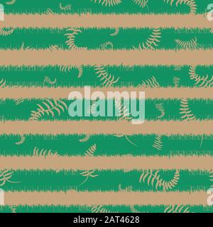 Minzgrüne Streifen mit rauen Kanten und ausgeschnittener Farne hinterlässt Silhouetten Stock Vektor