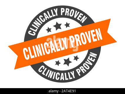 Klinisch bewährtes Zeichen. Klinisch nachgewiesener Rundbandaufkleber. Klinisch erwiesener Tag Stock Vektor