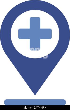 Stiftposition mit medizinischem Kreuzsymbol Stock Vektor