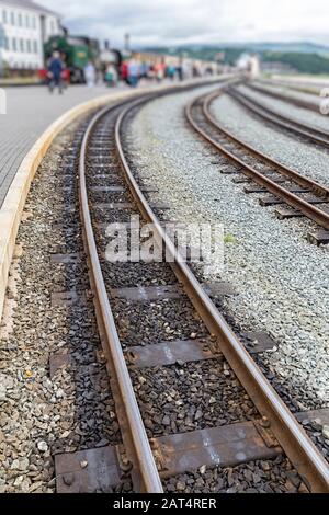 Ffestiniog and Welsh Highland Railway, Porthmadog, Wales, Großbritannien Stockfoto