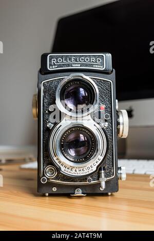 Rolleicord Reflex Kamera mit Doppelobjektiv Stockfoto