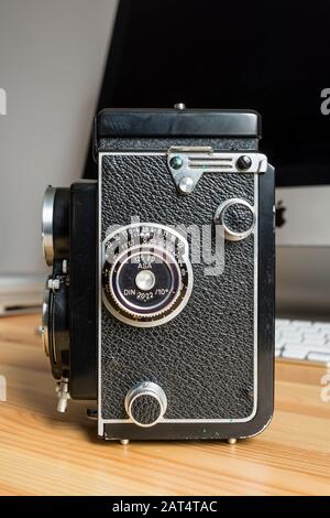 Rolleicord Reflex Kamera mit Doppelobjektiv Stockfoto