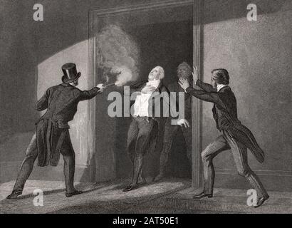 Mord an Spencer Perceval, Premierminister des Vereinigten Königreichs, 11. Mai 1812 Stockfoto