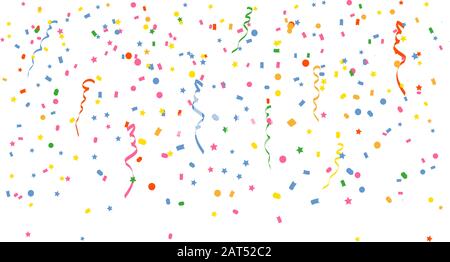 Bunte helle Konfetti auf transparentem Hintergrund isoliert. Festliche Vector Illustration. Stock Vektor