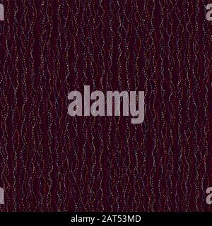 Wellige verkratzte Linien. Abstraktes, nahtloses Muster. Nahtloses Muster. Dunkler Hintergrund mit hellen, farbigen Wellen. Kurven und Kratzer. Einfache vertikale BA Stock Vektor