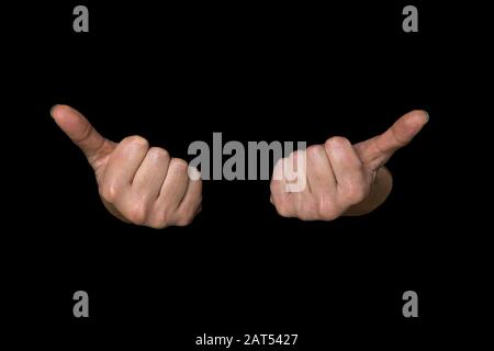 3 von 3 Bildern, die die Sequenz für die WORTGESUNDHEIT in britischer Zeichensprache auf einem isolierten schwarzen Hintergrund zeigen Stockfoto