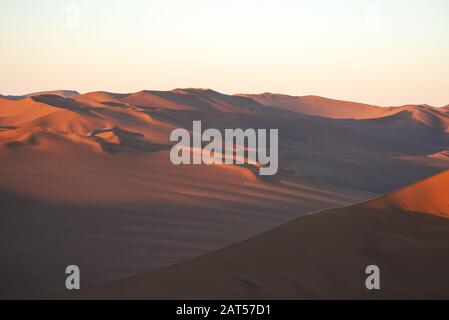 Die Bildung von Sanddünen in Dasht e lut oder sahara Wüste mit Pflanzen und Schatten Stockfoto