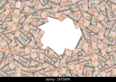 Teil des braunen Guyana 1000-Dollar-Banknotenmusters Nahaufnahme Stockfoto