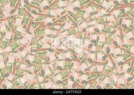 Teil des braunen Guyana 1000-Dollar-Banknotenmusters Nahaufnahme Stockfoto