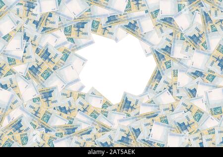 Visegrad Royal Fountain auf Ungarn 1000 Forint 2006 Banknote Nahaufnahme Muster Stockfoto