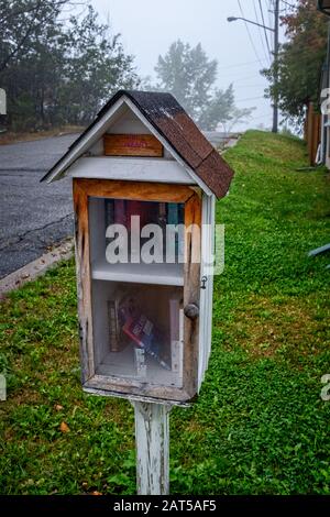 Eine kleine Seitenbahnsteige ausleihenden Bibliothek in der Morris Street, Sudbury, Ontario Stockfoto