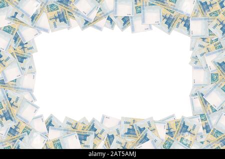 Visegrad Royal Fountain auf Ungarn 1000 Forint 2006 Banknote Nahaufnahme Muster Stockfoto