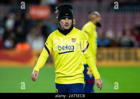 Camp Nou, Barcelona, Katalonien, Spanien. Januar 2020. Fußball der Fußballmannschaft von Copa Del Rey, Barcelona gegen Leganes; Antoine Griezmann vom FC Barcelona während der Aufwärmphase Credit: Action Plus Sports/Alamy Live News Stockfoto