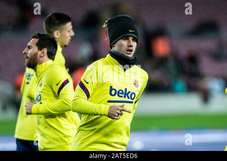 Camp Nou, Barcelona, Katalonien, Spanien. Januar 2020. Fußball der Fußballmannschaft von Copa Del Rey, Barcelona gegen Leganes; Antoine Griezmann vom FC Barcelona während der Aufwärmphase Credit: Action Plus Sports/Alamy Live News Stockfoto