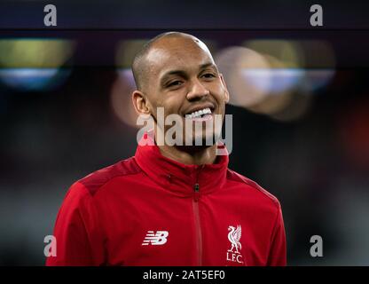 London, Großbritannien. Januar 2020. Fabinho von Liverpool im Vorspiel der Premier League zwischen West Ham United und Liverpool im Olympic Park, London, England am 29. Januar 2020. Foto von Andy Rowland. Kredit: Prime Media Images/Alamy Live News Stockfoto