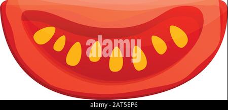 Tomatensymbol mit geschnittenen Scheiben. Cartoon des Tomatenvektor-Symbols für geschnittene Scheiben für Web-Design isoliert auf weißem Hintergrund Stock Vektor