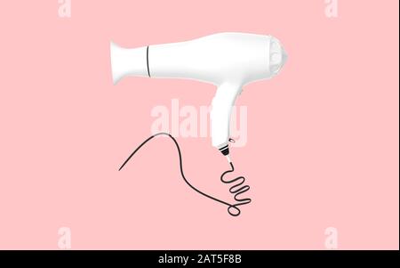 3D-Rendering eines Föhners, isoliert auf leerem Hintergrund Stockfoto
