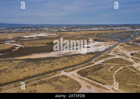 Luftbild einer Industriezone im Gebiet Port Adelaide in South Australia Stockfoto