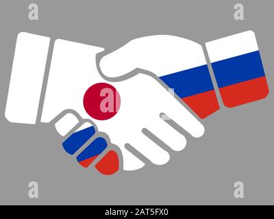 Russland und Japan Flaggen Handshake Vektor Stock Vektor