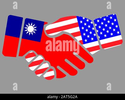 Taiwan Republik China und USA Flaggen Handshake Vektor Stock Vektor