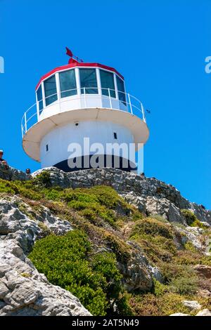 Der alte Leuchtturm am Cape Point, Kap der Guten Hoffnung, Cape Point National Park Teil des Table Mountain National Park, Südafrika Stockfoto