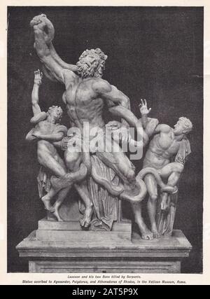 Statue von Laocoon und seinen beiden Söhnen, die von Schlange getötet wurden Stockfoto