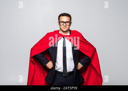 Superman auf dem weißen Hintergrund isoliert Stockfoto