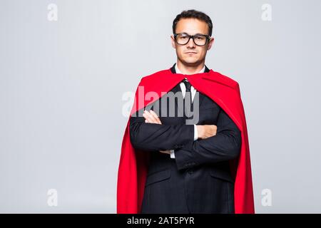 Superman auf dem weißen Hintergrund isoliert Stockfoto