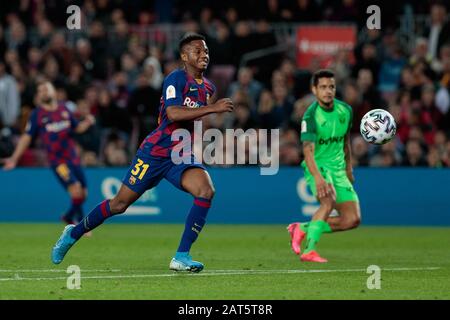 Barcelona, Spanien. Januar 2020. Barcelona, SPANIEN - 30. JANUAR: Ansu Fati vom FC Barcelona während der spanischen Runde der Copa del Rey im 16. Spiel zwischen dem FC Barcelona und dem SD Leganes im Camp Nou am 30. Januar 2020 in Barcelona, Spanien. Kredit: Dax Images / Alamy Live News Stockfoto