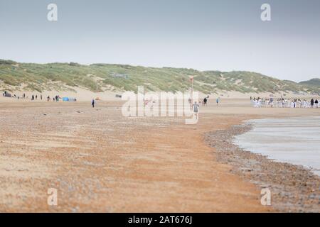 Strand oder Strand, Wasser, Sand, Dünen, Kambersande. Stockfoto